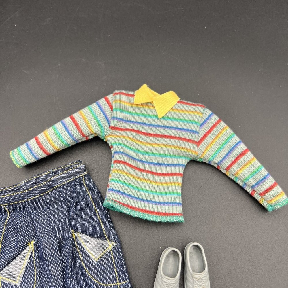 VTG Barbie Ken Twice as Nice Reversible STRIPED Sweater Pants Shoes #2309 - Picture 3 of 9